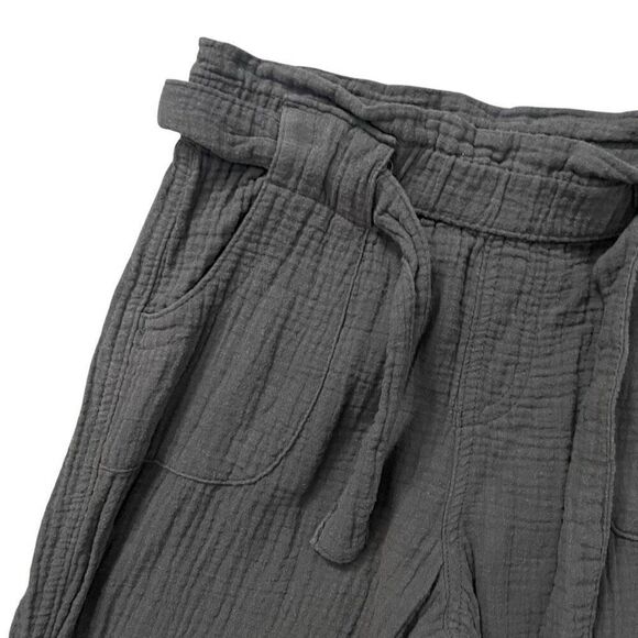 Cat & Jack Girls Gray Cotton Gauze Jogger Pants Size 6/6X Belted Pull-On Casual - Picture 3 of 13